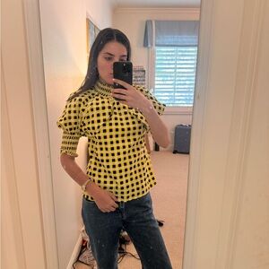 Yellow Checkered Women's Top